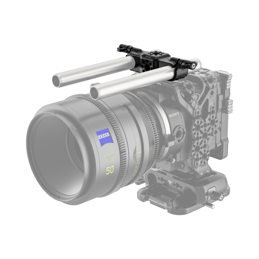universal bolt on dual rod clamp on sony camera