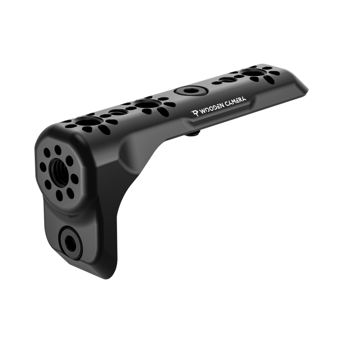 wooden camera carry handle bracket for canon eos c50 - angle