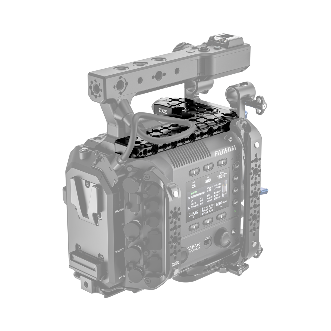 fujifilm eterna 55 camera body back with a fuji top handle system on a white background