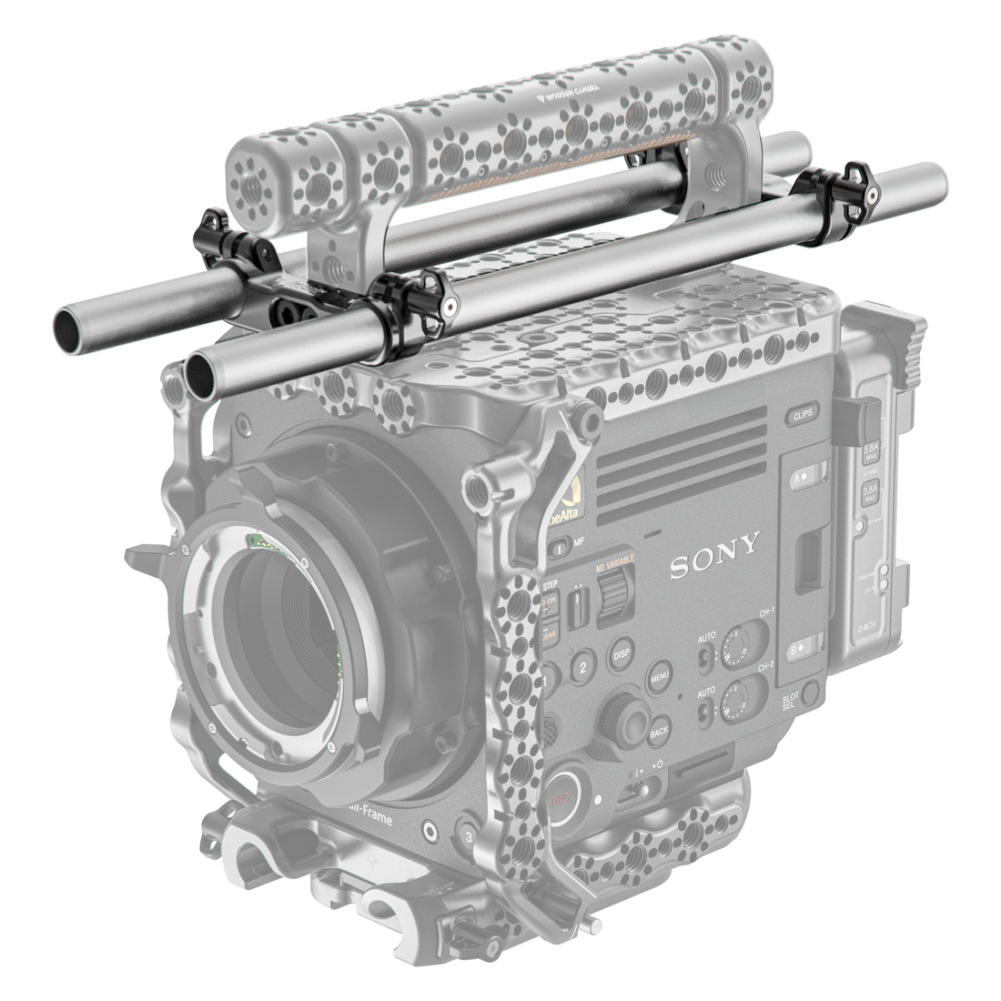 A00717, ultra handle dual rod clamp installed with rods front