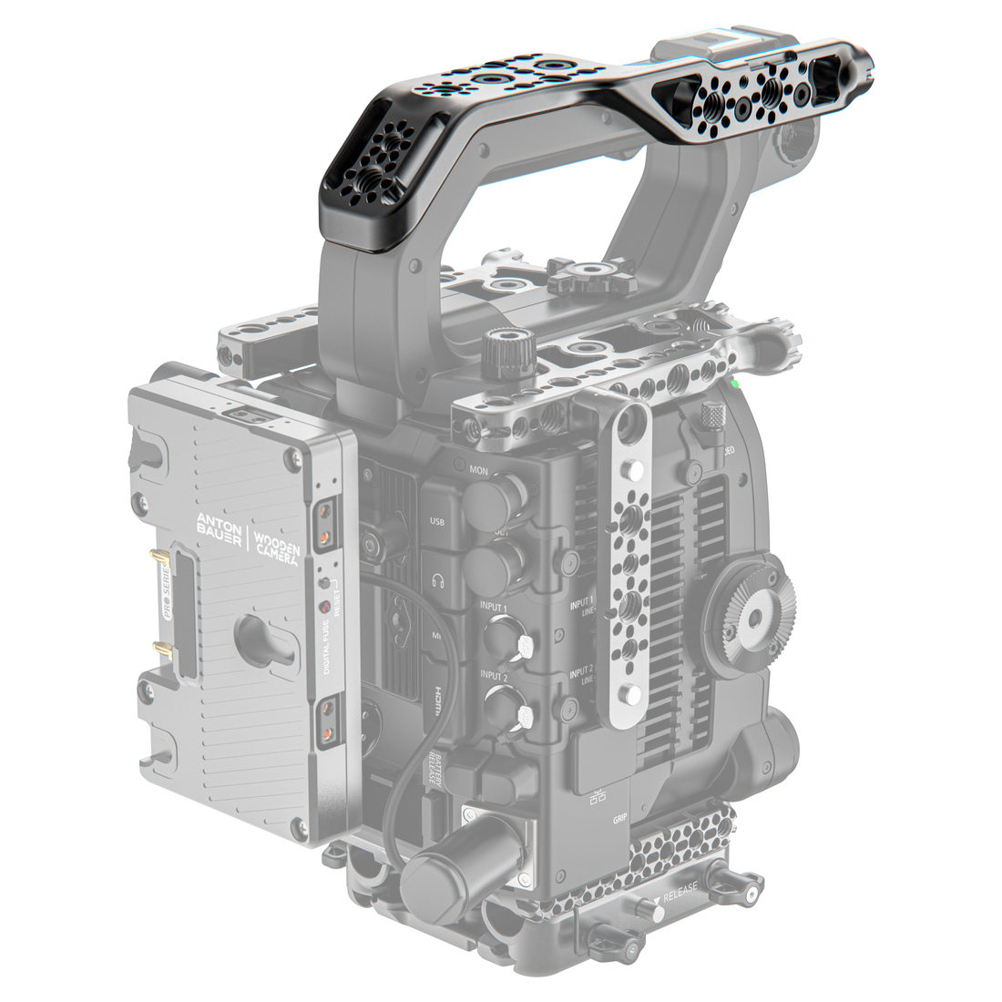 canon c400 top handle cheese plate installed back