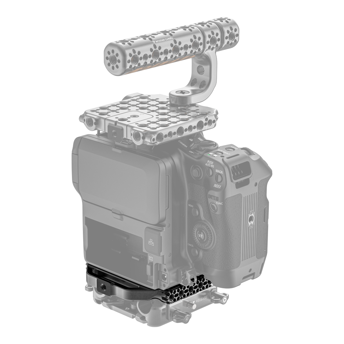 Canon C80 ARCA Riser Plate Installed back