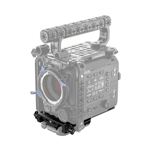 fujifilm eterna 55 front of camera body with wooden camera riser plate