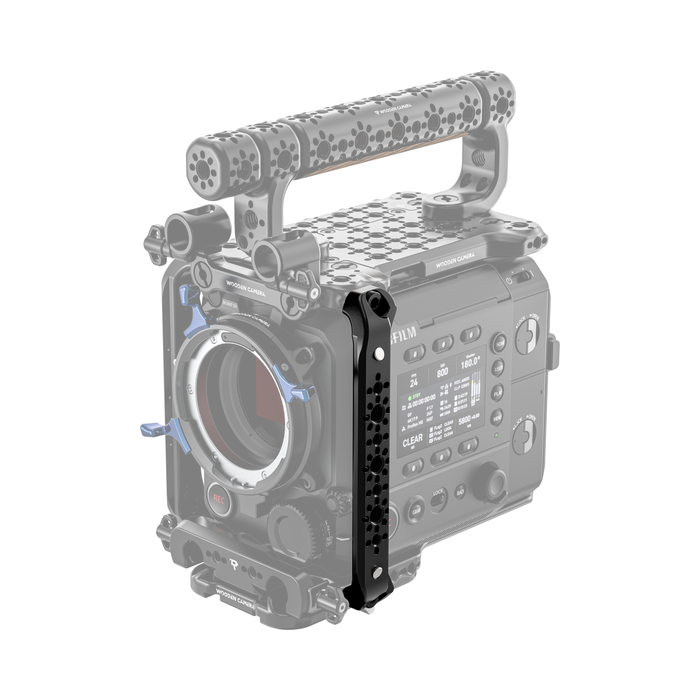 fujifilm eterna 55 front of camera body with wooden camera side rail