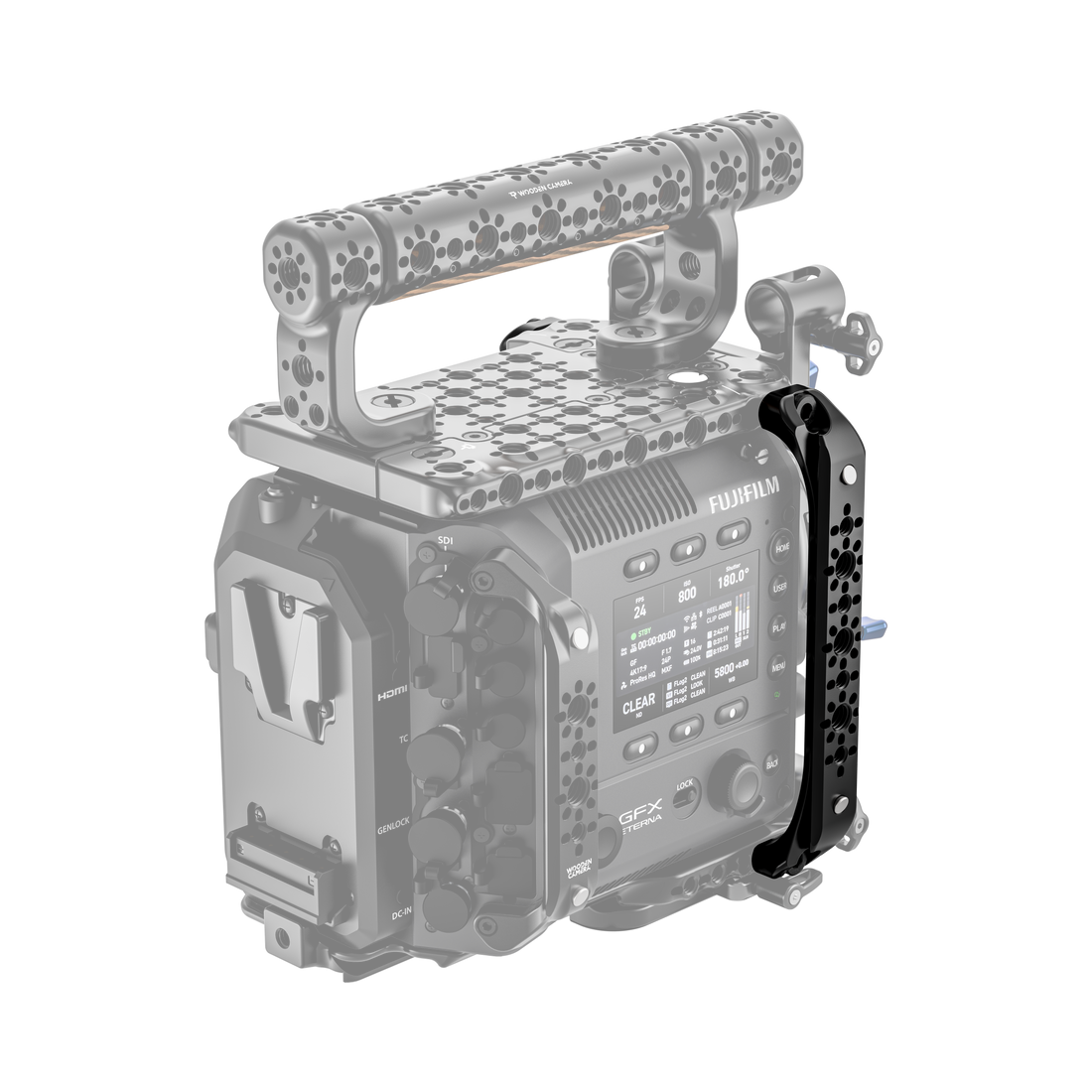 fujifilm eterna 55 back of camera body with wooden camera side rail