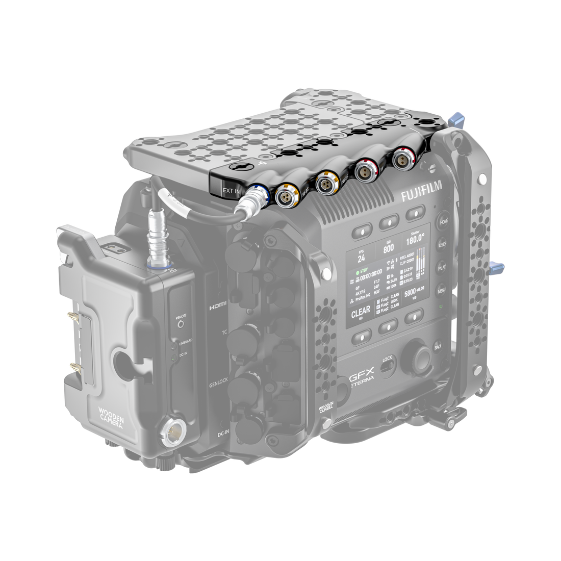 fujifilm eterna 55 back of camera body with power strip