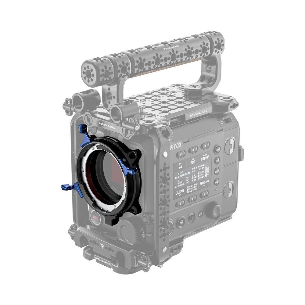 fujifilm eterna 55 front of camera body with wooden camera lpl mount
