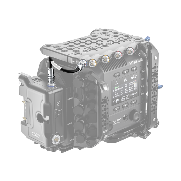 fujifilm eterna 55 back of camera body with d-box link cable installed