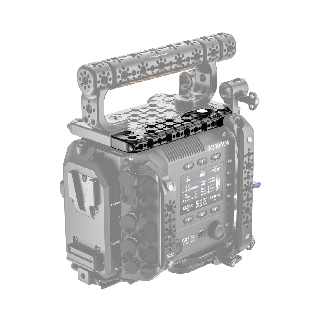 fujifilm eterna 55 back of camera body with wooden camera side top plate extension