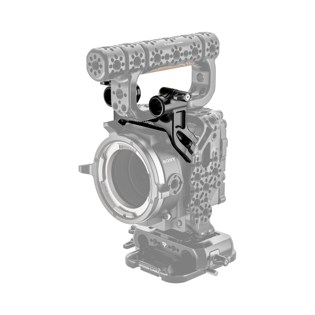 cage mount top dual rod clamp on camera with handle