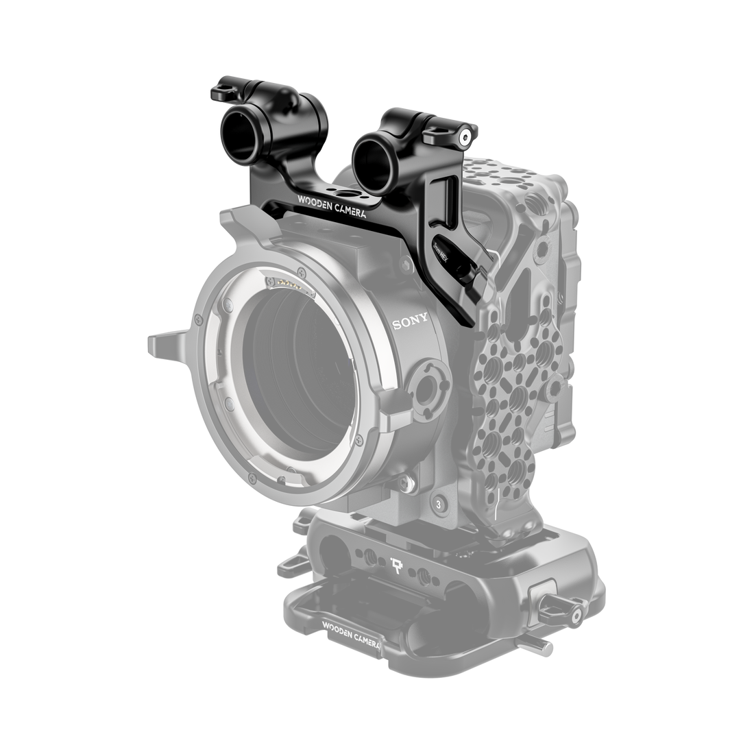 cage mount top dual rod clamp on camera