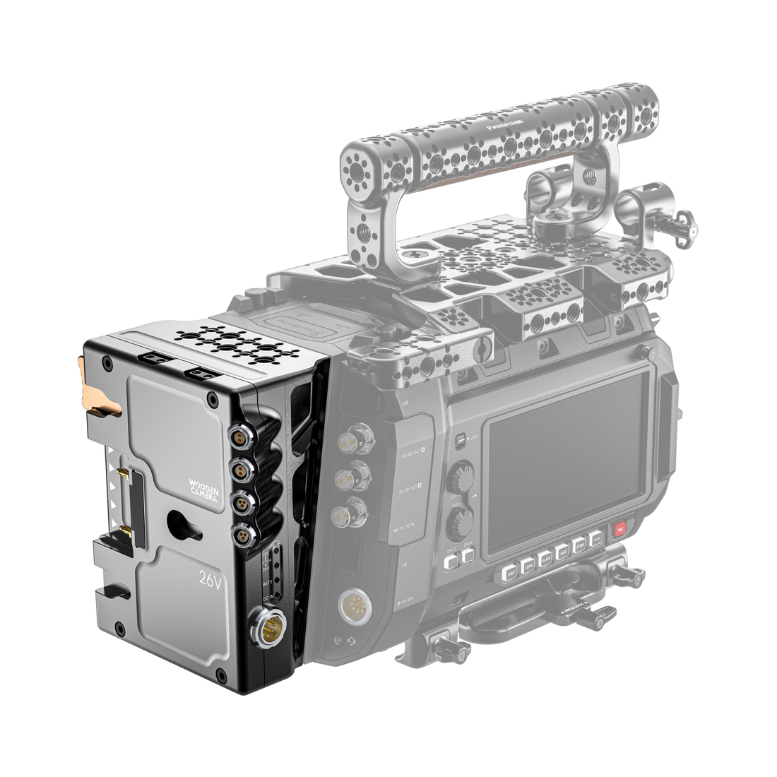 d-box power system for blackmagic ursa cine 12k 17k installed back