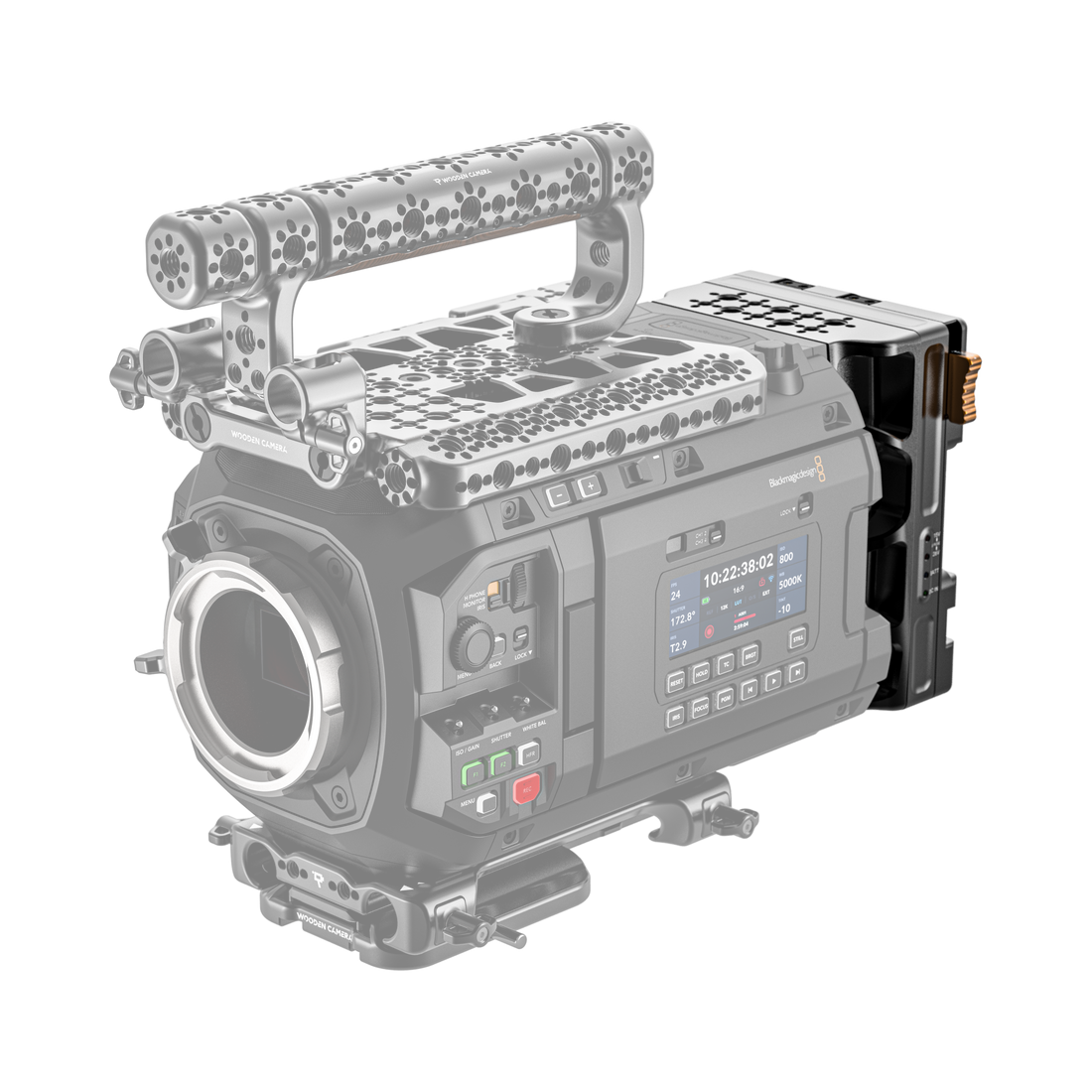 d-box power system for blackmagic ursa cine 12k 17k installed front